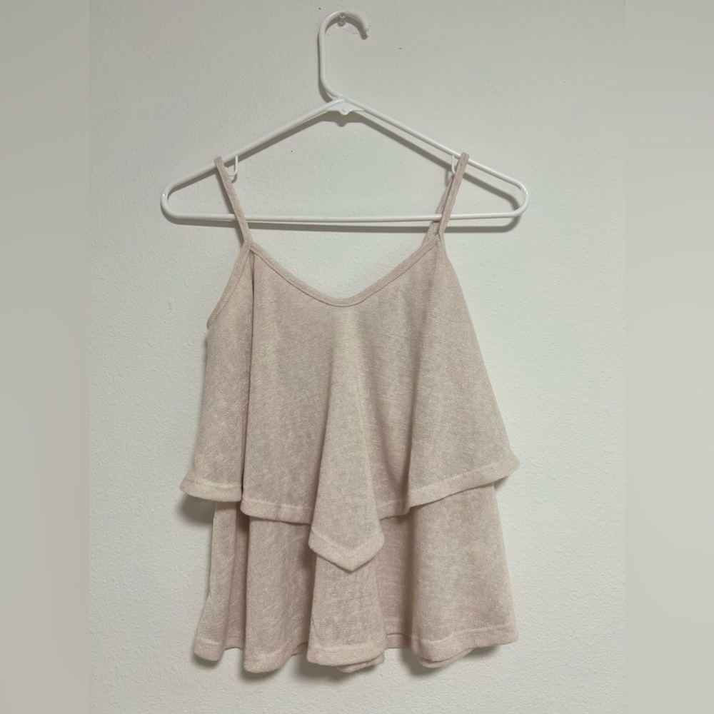 LOLLY Beige Ruffled Layer Tank Top NWT